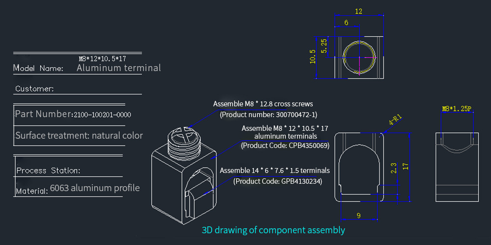Alu PCB M8 Screw Terminal Alu PCB M8 Screw Terminal